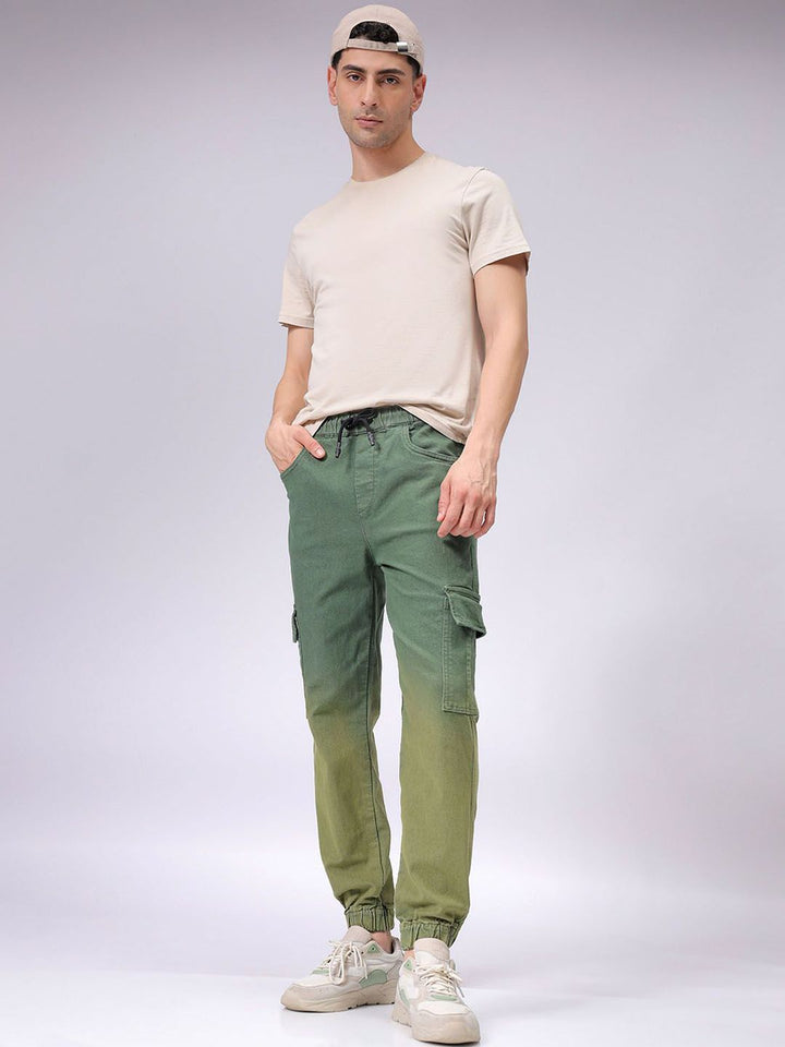 The Indian Garage Co Men Low Distress Stretchable Cargo Denim Joggers