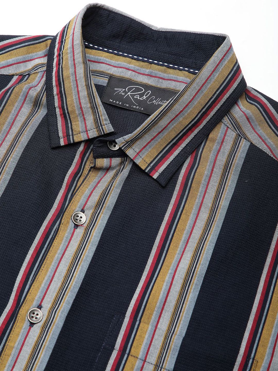 VASTRADO Men Classic Slim Fit Multi Stripes Opaque Striped Pure Cotton Casual Shirt