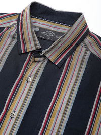 VASTRADO Men Classic Slim Fit Multi Stripes Opaque Striped Pure Cotton Casual Shirt