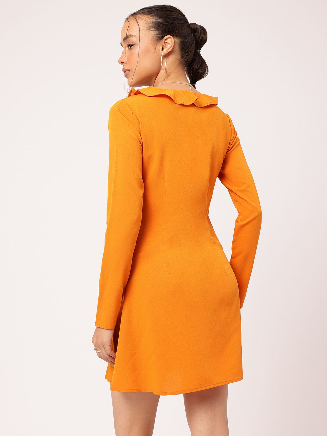 DressBerry Romantic Ruffles Tie-Up Neck Mini A-Line Dress