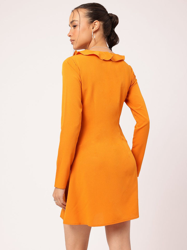 DressBerry Romantic Ruffles Tie-Up Neck Mini A-Line Dress