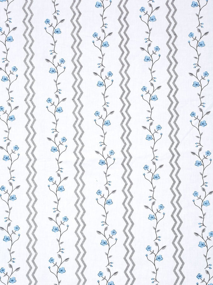 Myntra Elegant Homes White & Blue Floral 400 TC Bedsheet with 2 Pillow Covers