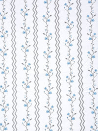Myntra Elegant Homes White & Blue Floral 400 TC Bedsheet with 2 Pillow Covers