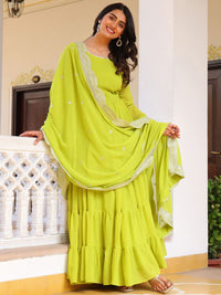 Wanita Kalini berlapis kurta dengan piyama & dengan dupatta