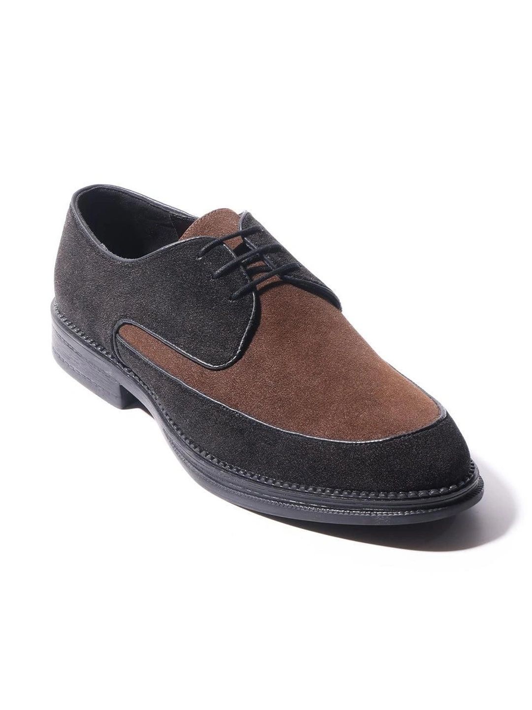 MONKSTORY Brown & Black Atelier 1860 Dual Tone Derby Lace-Ups