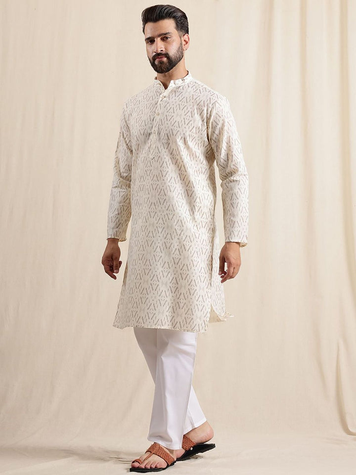 Kurta Lurus Bercetak Geometrik Anouk Dengan Piyama & Jaket Nehru