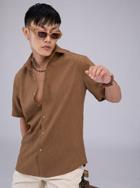 VASTRADO Men Classic Cutaway Collar Textured Slim Fit Casual Shirt