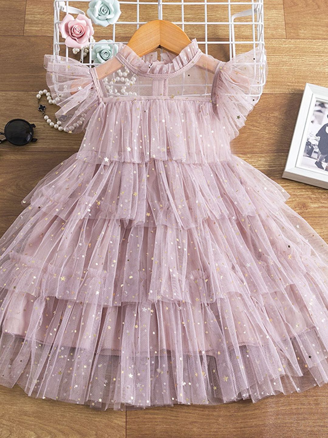 YK Girls Embellished Fit & Flare Dress