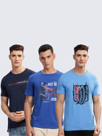 ADRO Men Pack Of 3 Graphic Printed T-shirts
