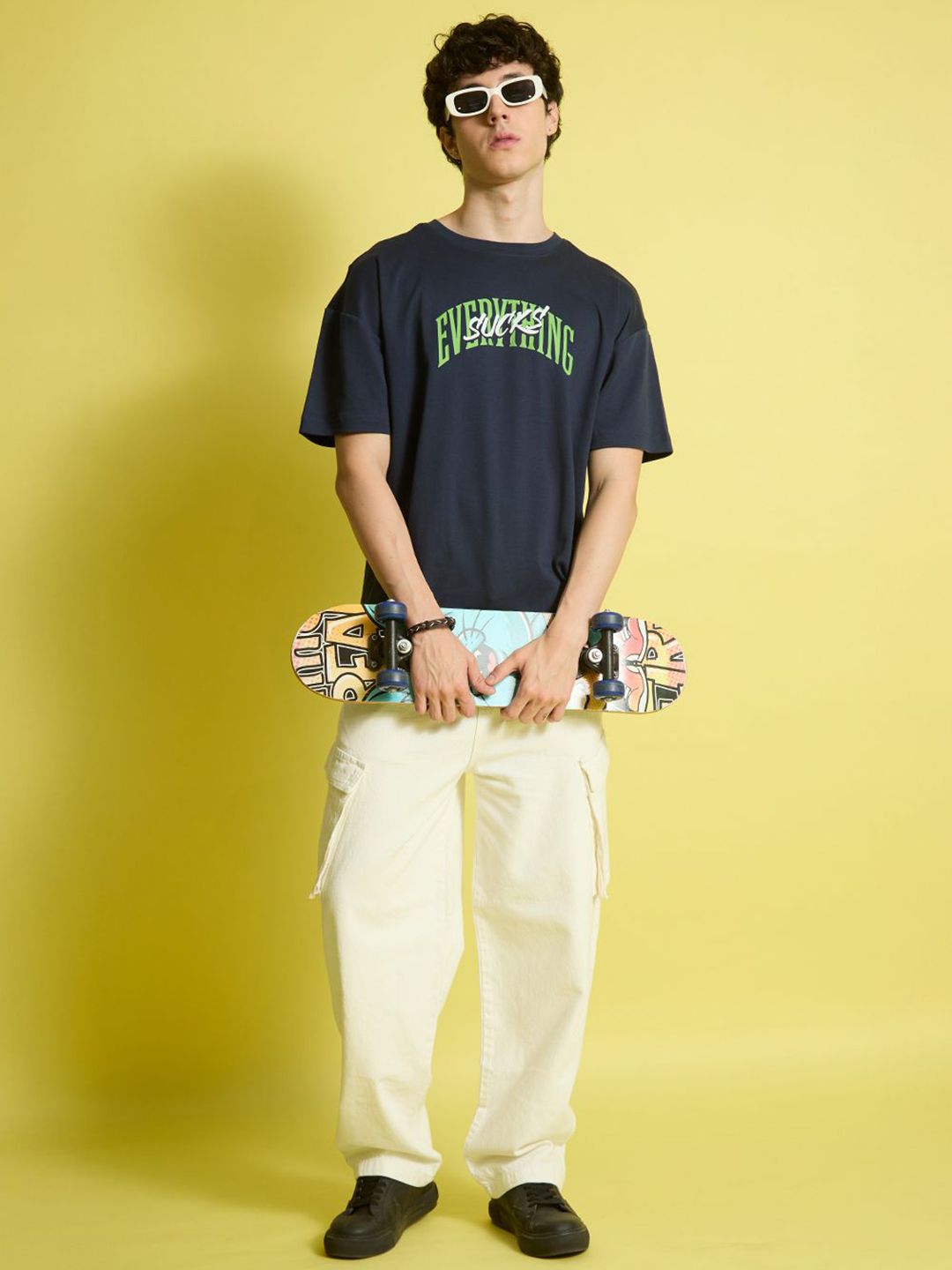 Bene Kleed Men Graphic Printed Round Neck Cotton Oversized T-shirt