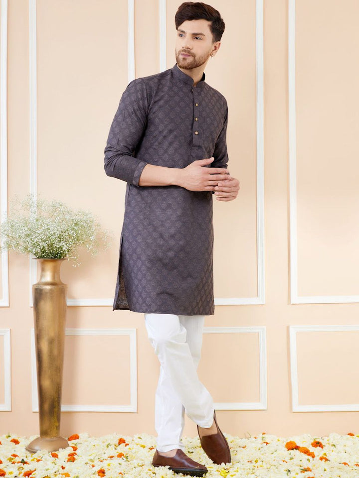 See Designs Ethnic Motifs Woven Design Long Sleeves Straight Kurta & Pyjama