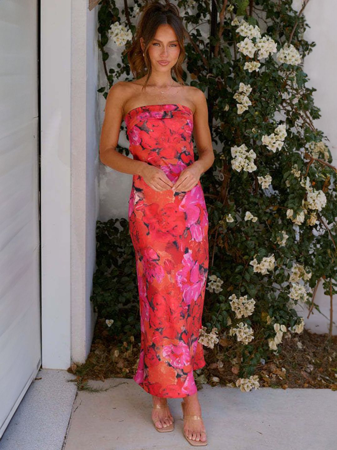 all about you Tie and Dye Print Off-Shoulder Maxi Dress