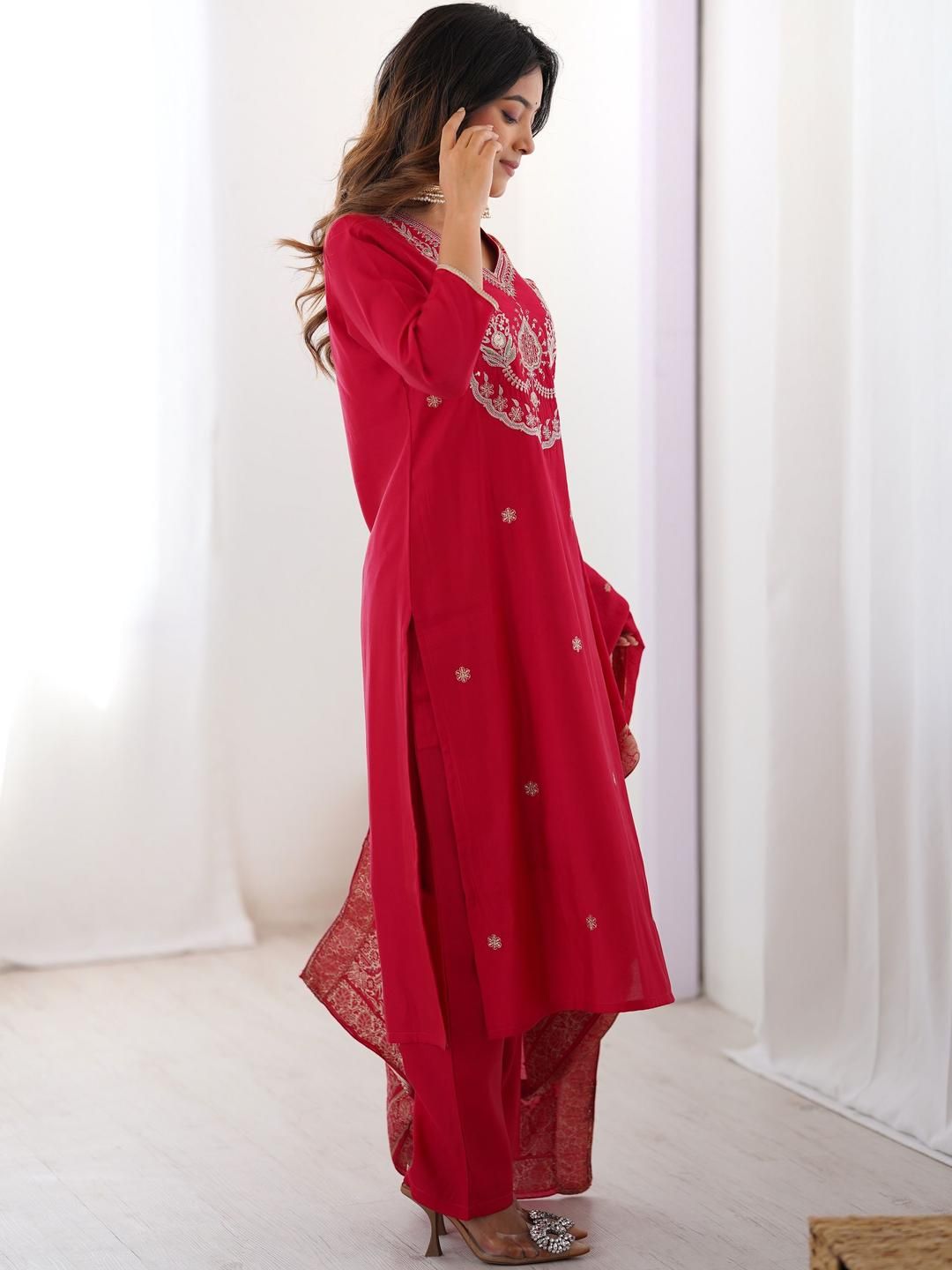 KALINI Women Embroidered A-Line Kurta Set