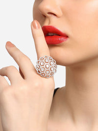 Zaveri Pearls Set Of 2 Cubic Zirconia Stone-Studded Adjustable Finger Rings