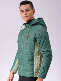 The Indian Garage Co Men Colourblock Slim Fit Hooded Puffer Jacket