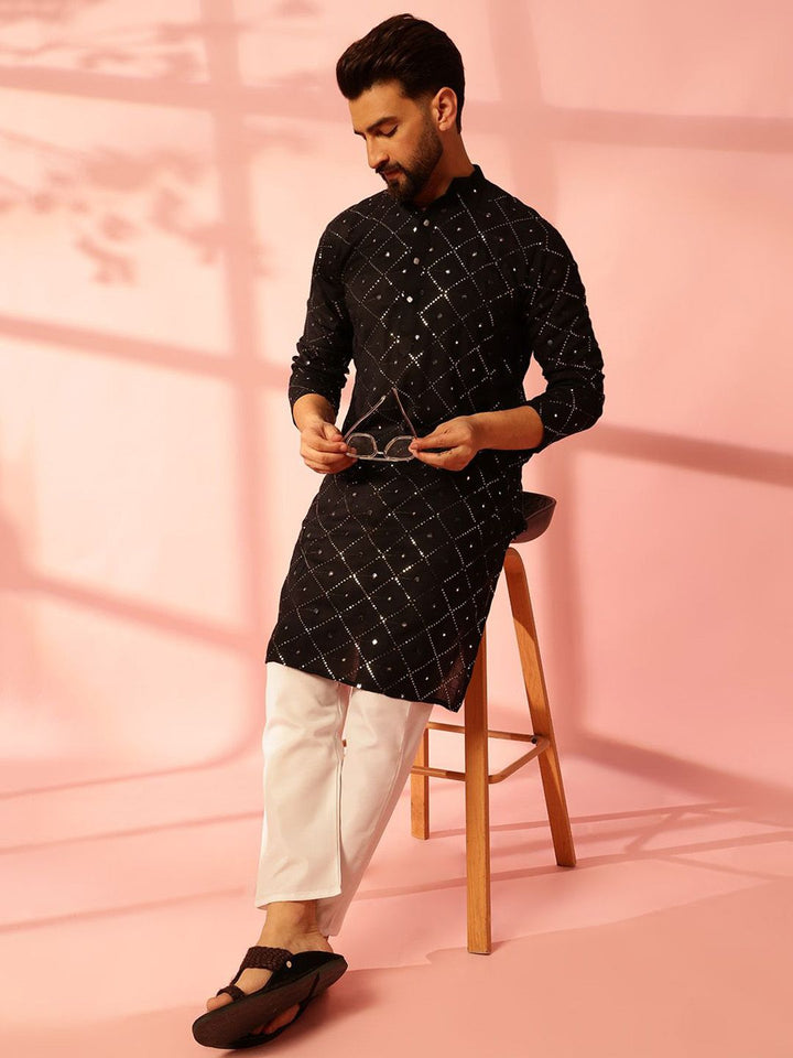 Anouk Men Embroidered Regular Mirror Work Pure Cotton Kurta with Pyjamas
