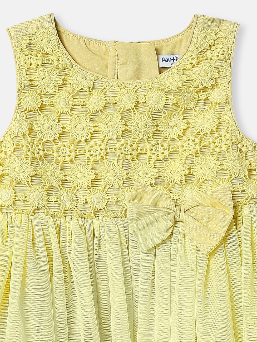 Nautinati Girls' Solid Sleeveless Bow Belted Knee Length Dress