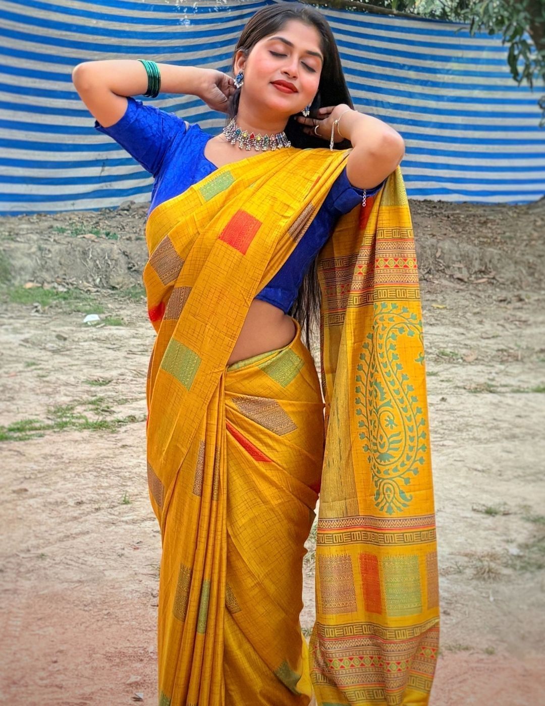 KALINI Ethnic Motifs Silk Blend Saree