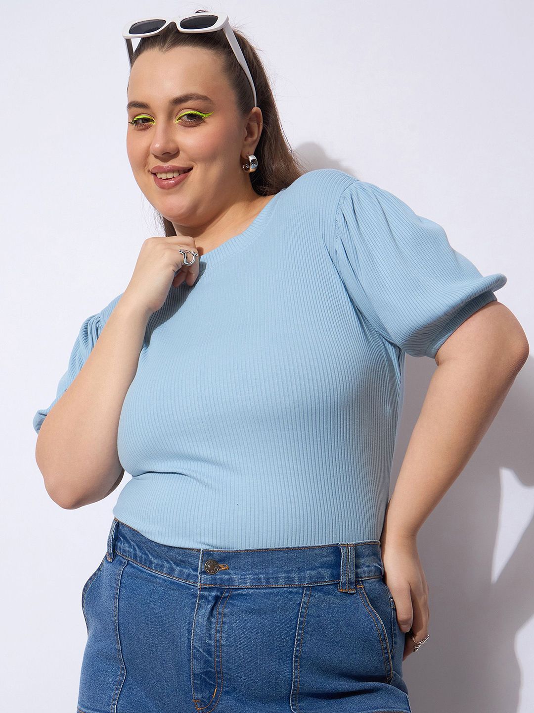 SASSAFRAS Curve Women Puff Sleeve Top