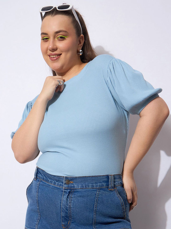 SASSAFRAS Curve Women Puff Sleeve Top