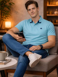 T-shirt Kolar Polo Logo Jenama ADRO Lelaki