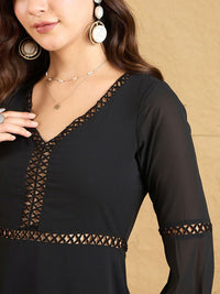 Berrylush Women Bishop Sleeve A-Line Mini Dress