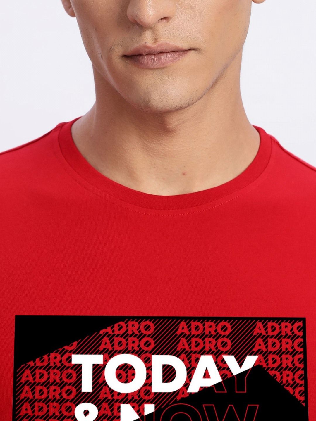 ADRO Typography Printed Round Neck Cotton T-shirt