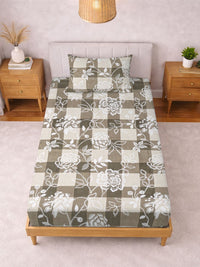 Myntra Elegant Homes Beige Floral 300 TC Single Bedsheet with 1 Pillow Covers