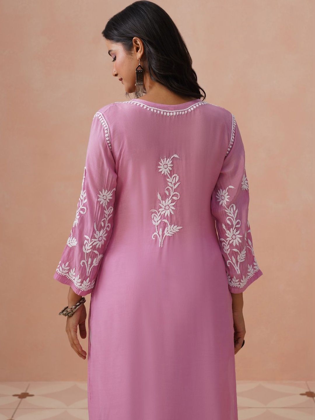 Kurta Sulam Benang Sulam Wanita Rumah Chikankari