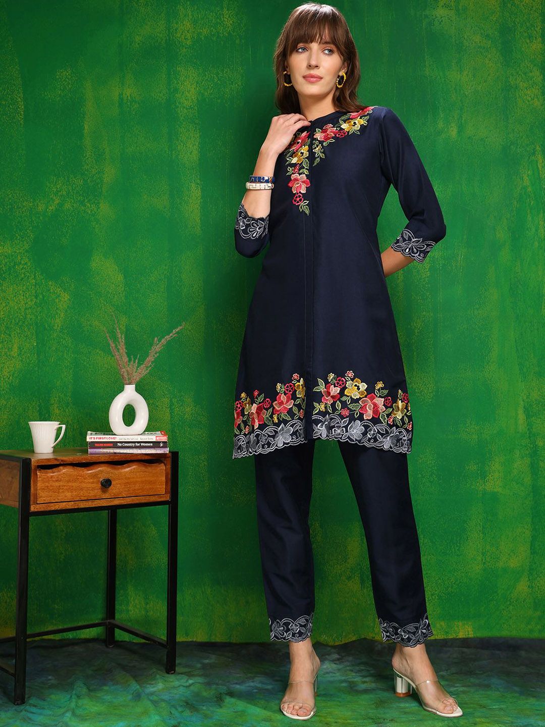 KALINI Embroidered Tunic With Trousers Co-Ords