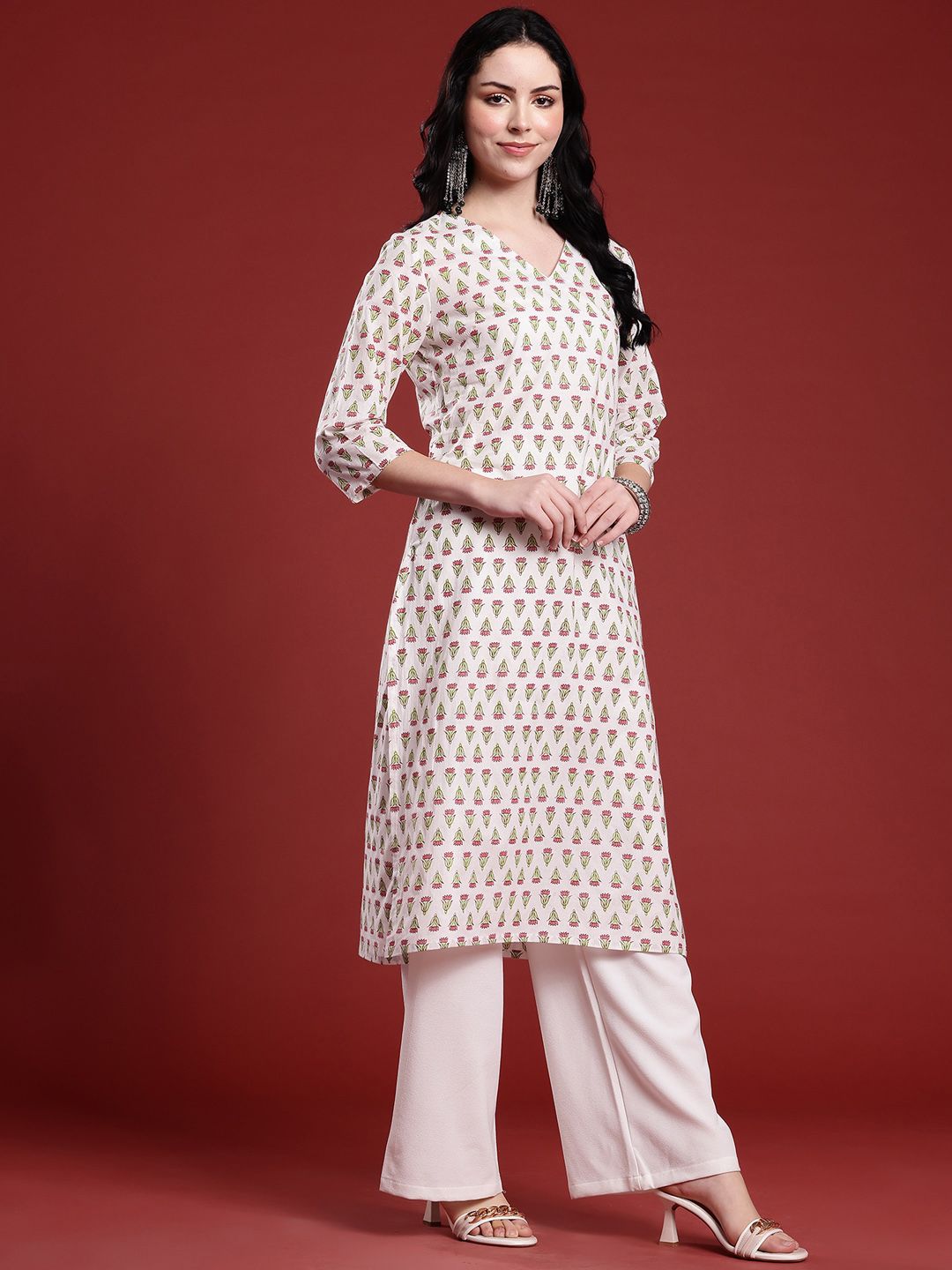 Anouk Floral Printed Straight Kurta