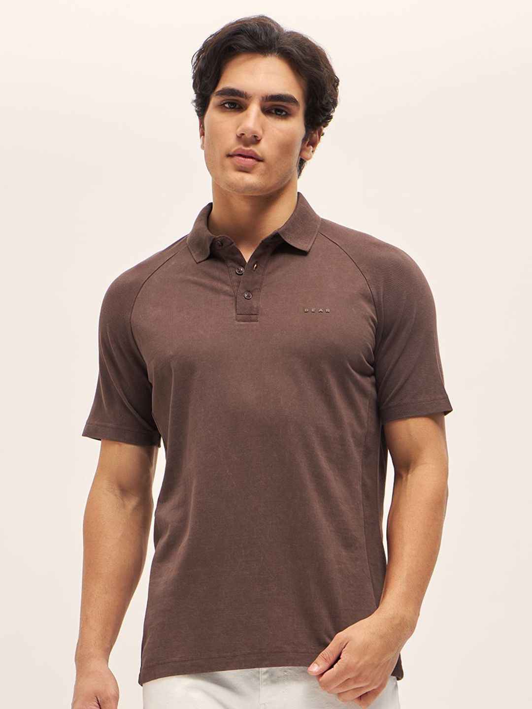 THE BEAR HOUSE Men Solid Regular Fit Polo Collar T-Shirt