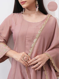 Vishudh Women Ethnic Motifs Embroidered Regular Kurta with Trousers & With Dupatta