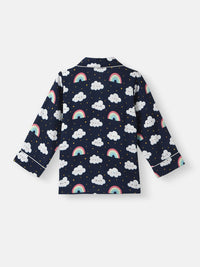 Nauti Nati Boys Clouds and Rainbow Print Shirt dan Pajama Night Suits