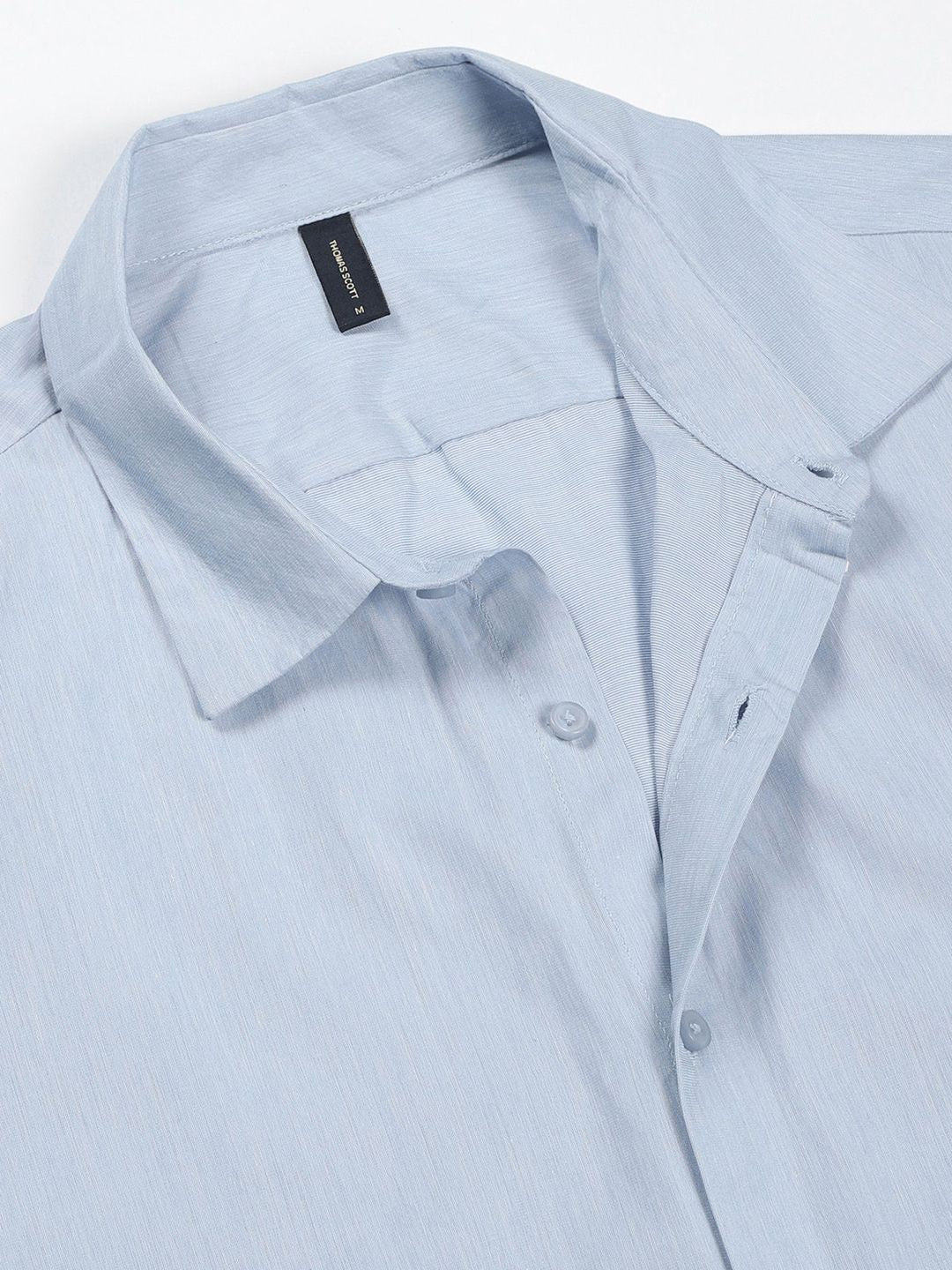 Thomas Scott Men Classic Slim Fit Solid Spread Collar Pure Cotton Formal Shirt