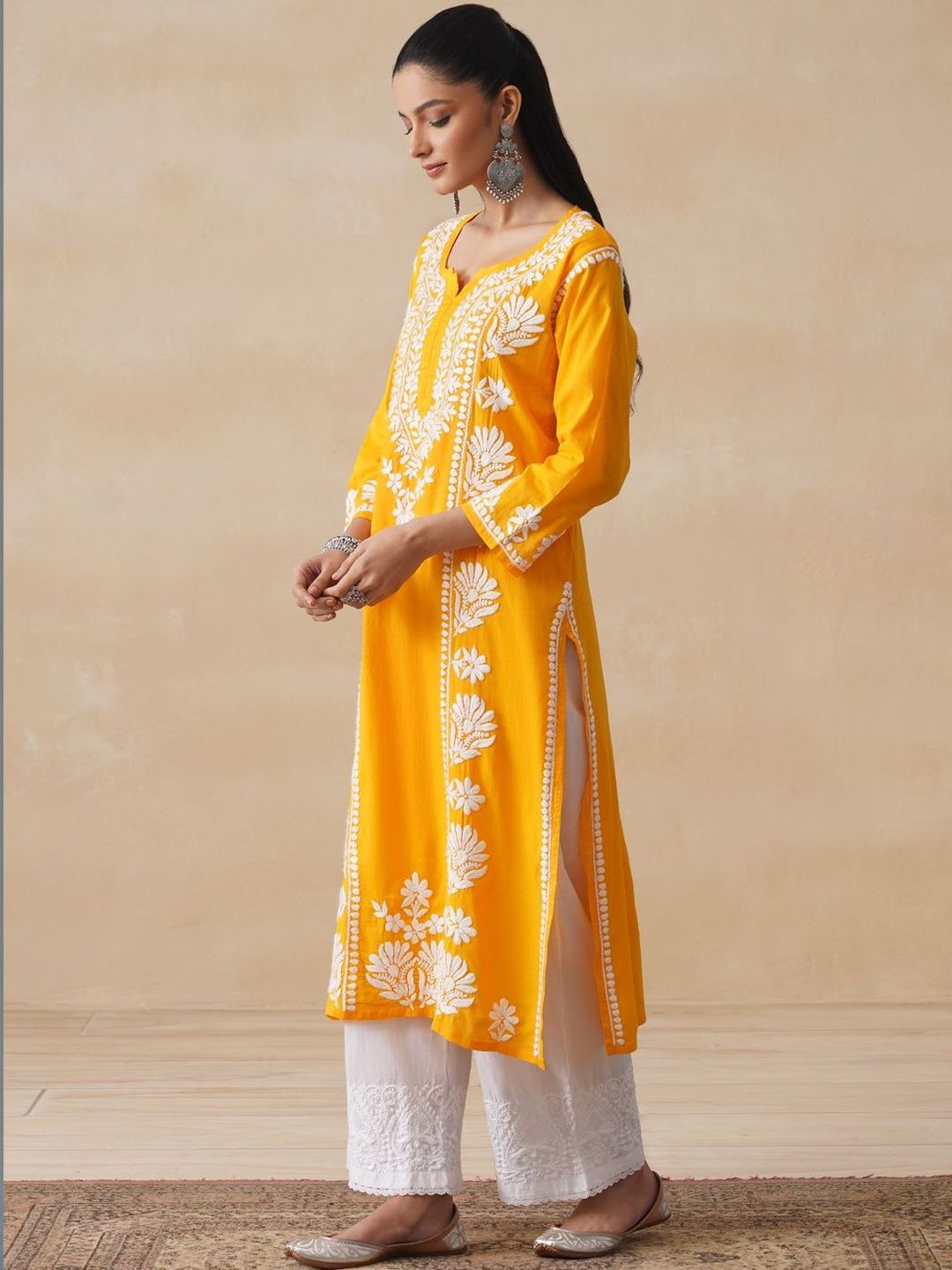 Rumah Wanita Chikankari Sulam Kurta Chikankari