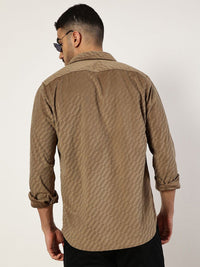 Thomas Scott Men Premium Spread Collar Textured Slim Fit Casual Shirt