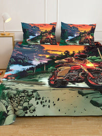 Myntra Elegant Homes Green Graphic 300 TC Cadar dengan 2 Sarung Bantal