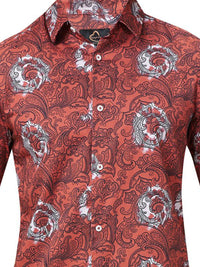 Being Human Men Classic Slim Fit Spread Collar Ethnic Motifs Printed Cotton Casual Shirt