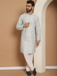 Anouk Floral Embroidered Regular Thread Work Kurta With Churidar