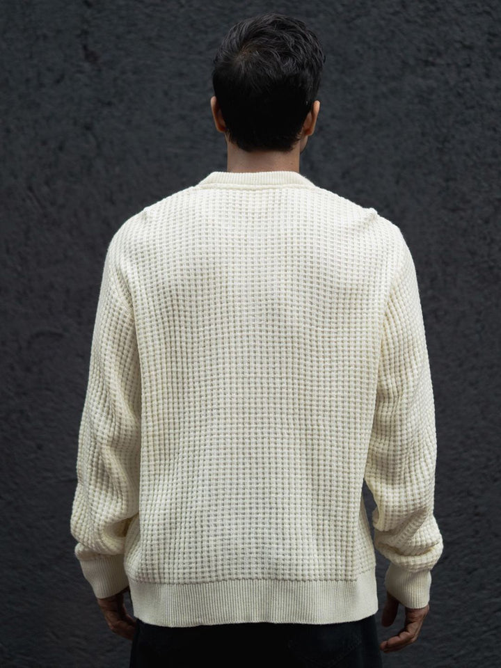 Powerlook Self Design Henley Neck Sweaters