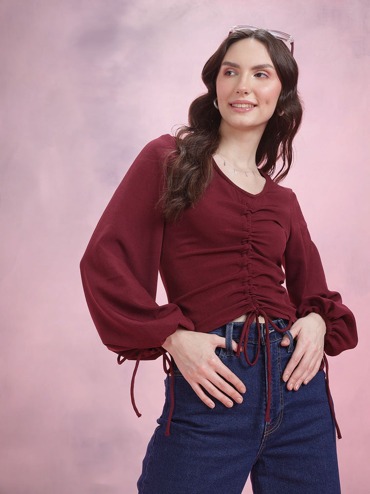 DressBerry Ruched Puff Sleeve Top