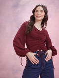 DressBerry Ruched Puff Sleeve Top