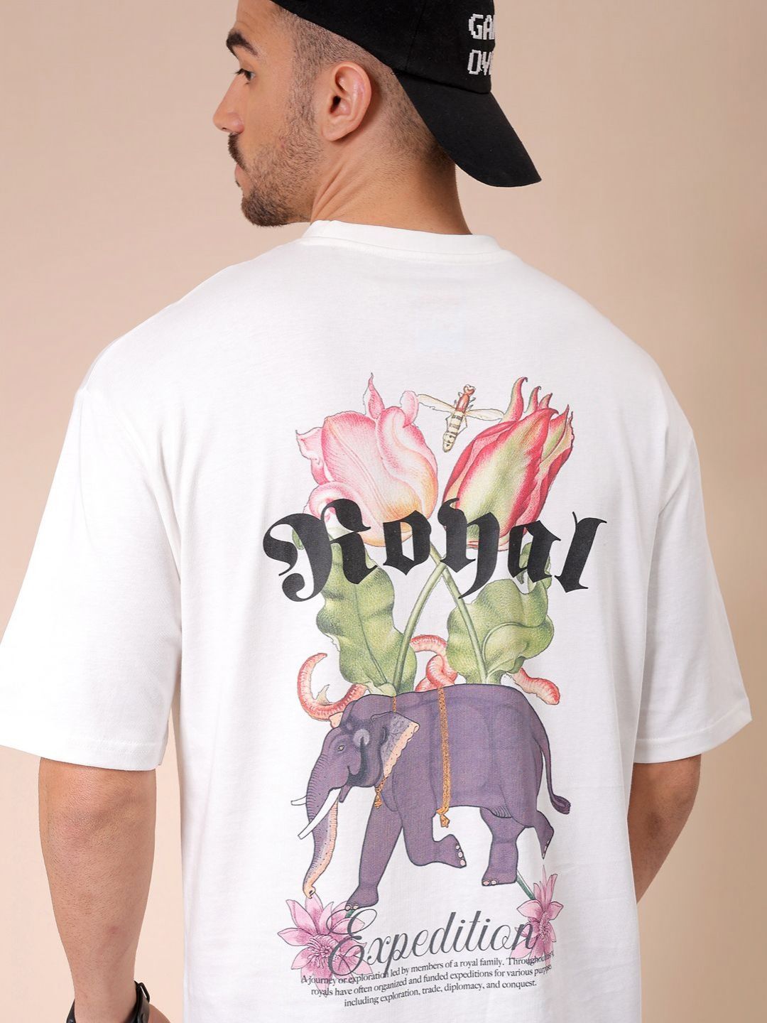 The Indian Garage Co Men Graphic Printed Round Neck Cotton Oversized T-shirt