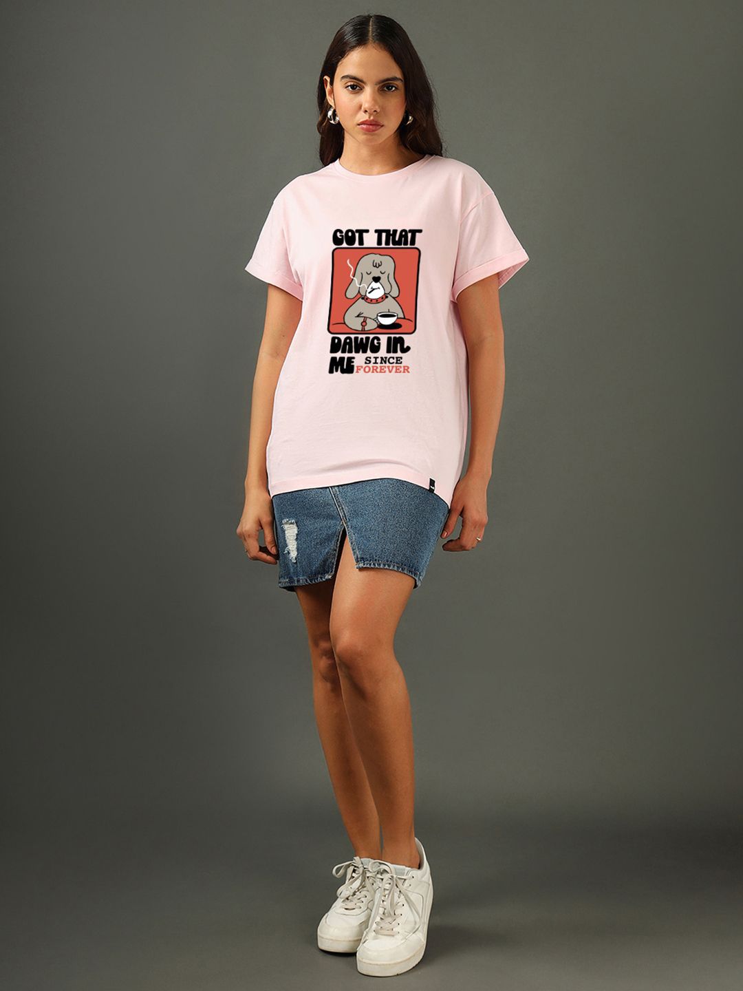 Bewakoof Women Graphic Printed Round Neck Pure Cotton Relaxed Fit T-shirt