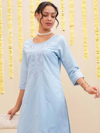 Vishudh Floral Embroidered Thread Work Straight Kurta