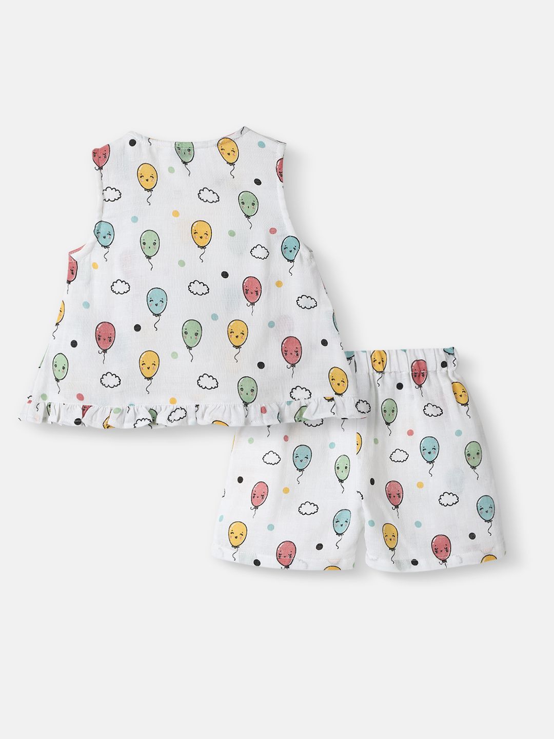 Nauti Nati Girls Printed Pure Cotton Top With Shorts