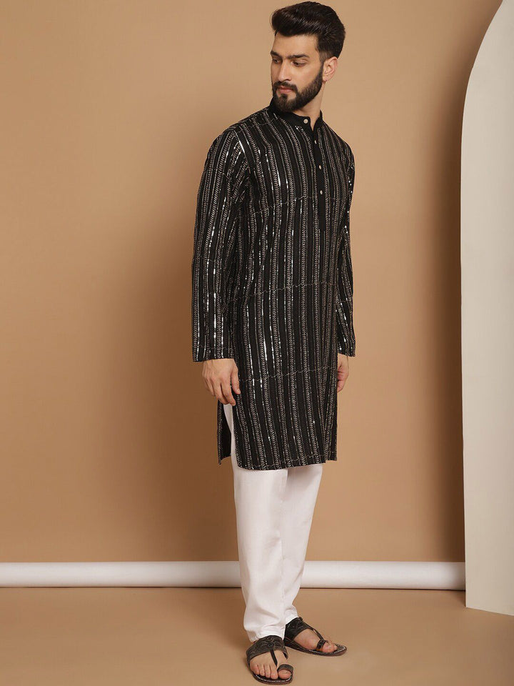 Anouk Embroidered Regular Sequinned Pure Cotton Kurta & Churidar