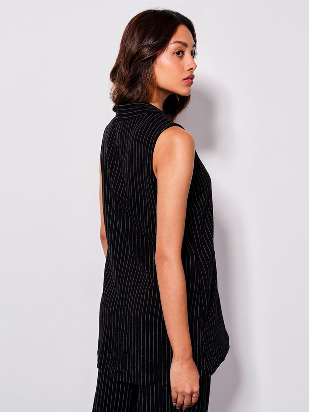 AND Striped Linen Wrap Top