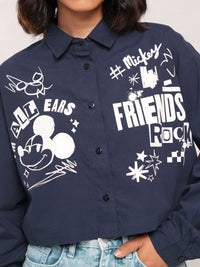 Tokyo Talkies Disney Women Mickey Mouse Printed Boxy Fit Crop Shirt